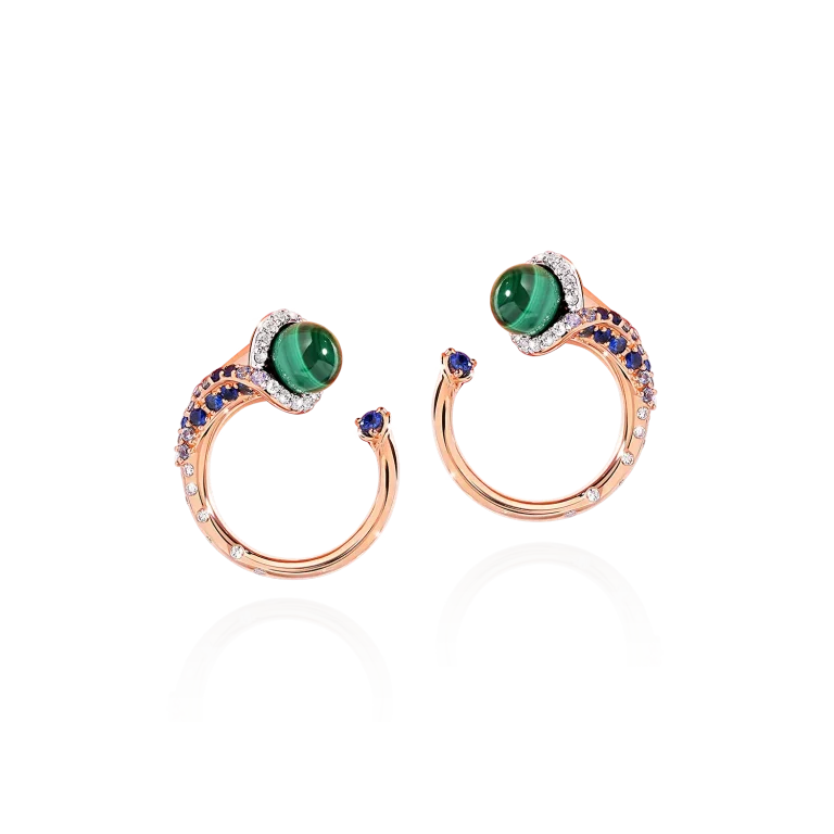 The Moon Earrings - Malachite